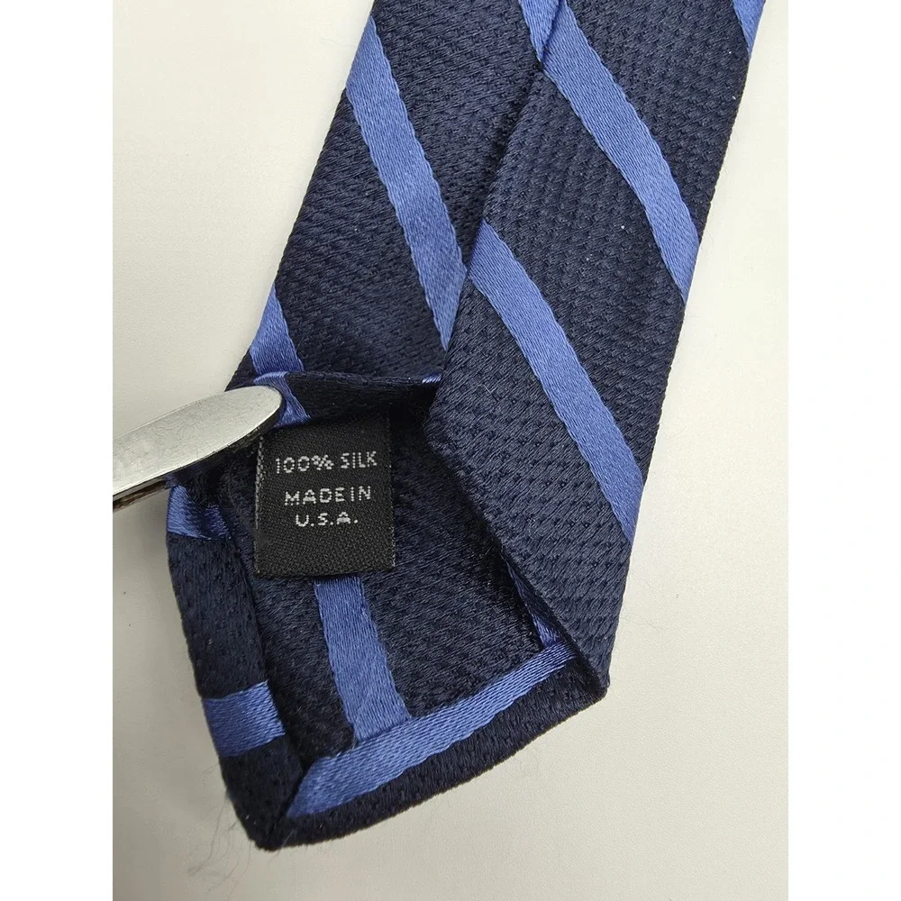 Michael Kors Blue Stripped 100% Silk Mens Extra Long Tie Made In USA 64